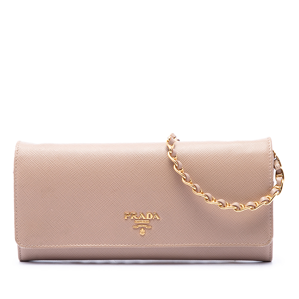 Pre-Loved Prada Saffiano Lux Wallet on Chain